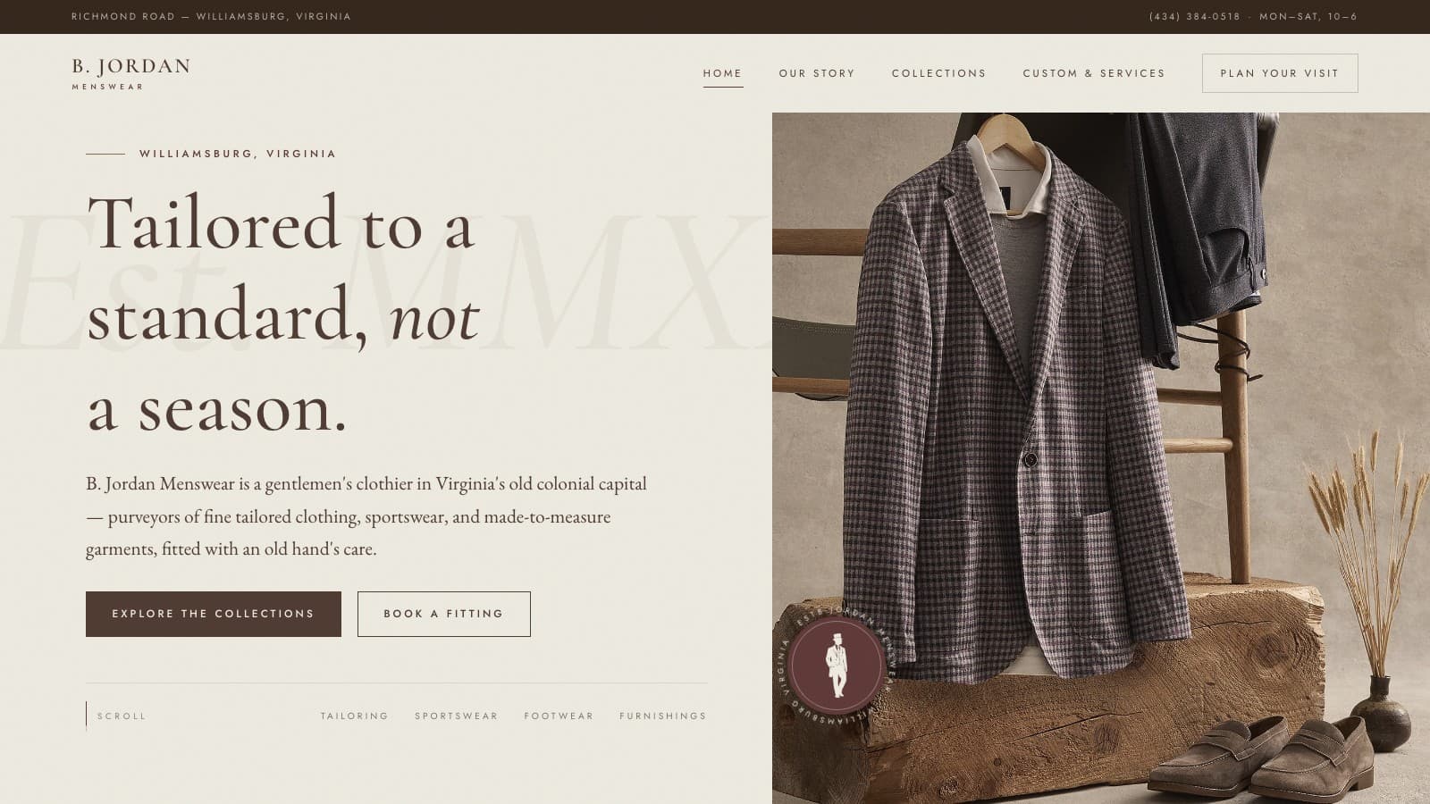 B. JORDAN MENSWEAR website